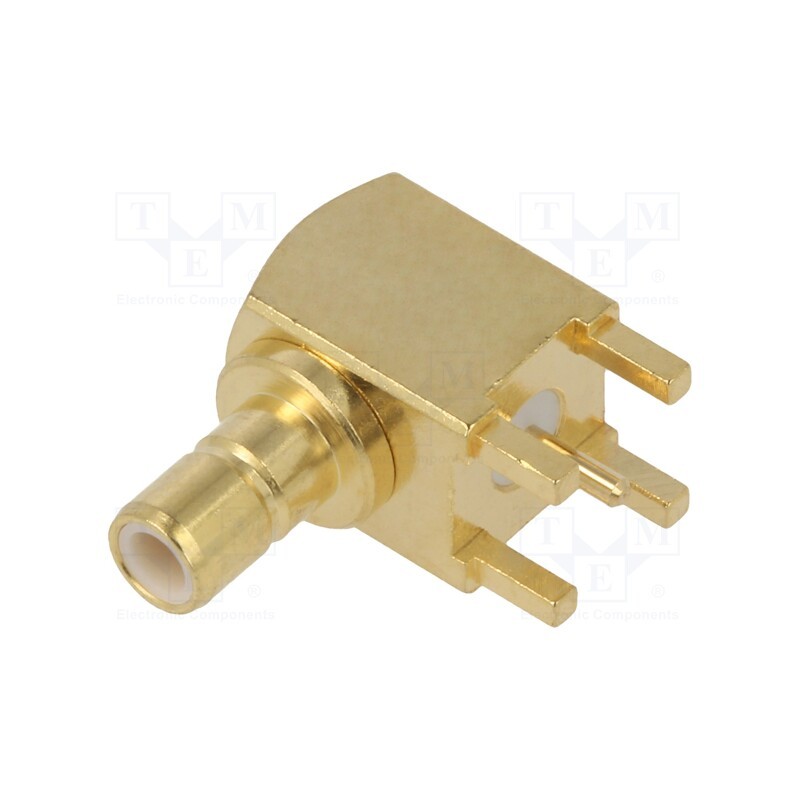 10 pcs : RF3-46-T-00-50-G - Socket, SMB, female, angled 90°, THT, on PCBs, PTFE, gold-plated