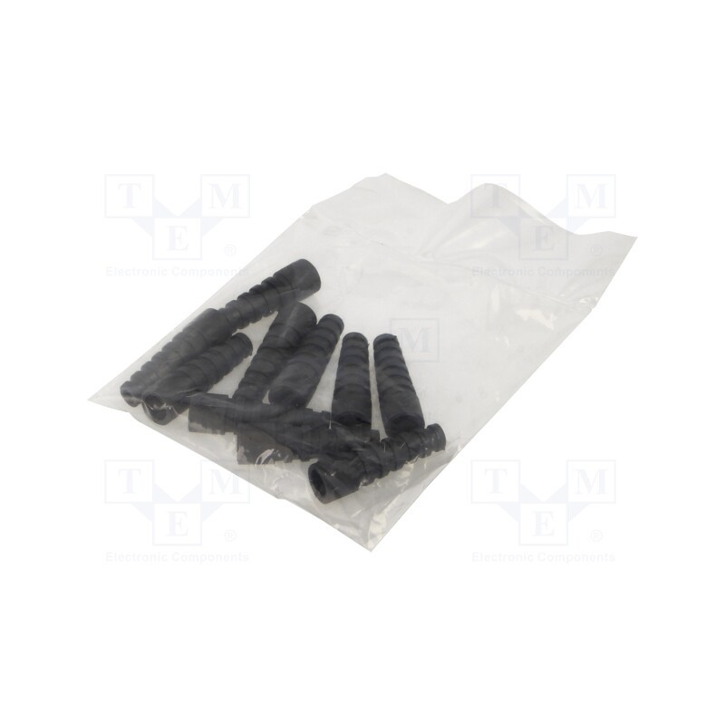 10 pcs : RG58SRB-BK - Strain relief, RG58, black, Application: BNC plugs, 10pcs.