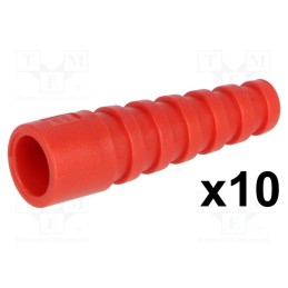 10 pcs : RG58SRB-R - Strain relief, RG58, red, Application: BNC plugs, 10pcs.