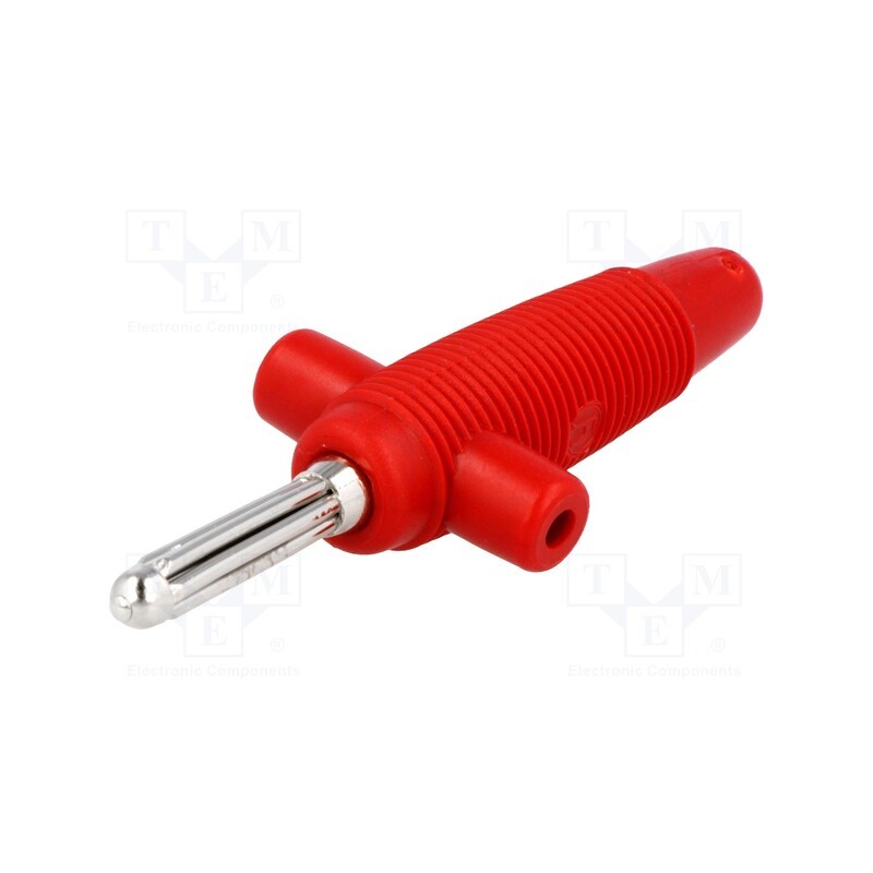 10 pcs : BUELA 300 K RT - Plug, 4mm banana, 30A, 60VDC, red, 3mΩ, 2.5mm2, on cable, 60.5mm