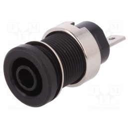 10 pcs : SEB 7080 NI / SW - Socket, 4mm banana, 24A, black, nickel plated, on panel,screw