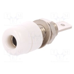 10 pcs : IBU 5568 NI / WS - Socket, 4mm banana, 32A, 33VAC, 70VDC, white, nickel plated, 5mΩ