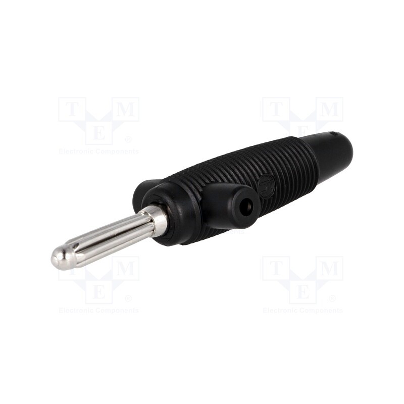 10 pcs : BUELA 300 K SW - Plug, 4mm banana, 30A, 60VDC, black, 3mΩ, 2.5mm2, on cable, 60.5mm