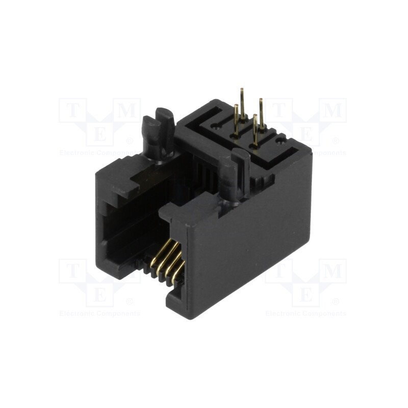 20 pcs : RJ11GK - Socket, RJ11, PIN: 4, low profile, gold-plated, Layout: 6p4c, THT