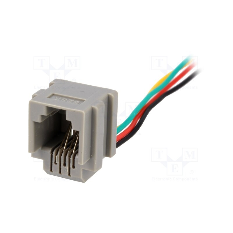 20 pcs : RJ11GL - Socket, RJ11, 200mm, PIN: 4, with panel stop blockade,with leads