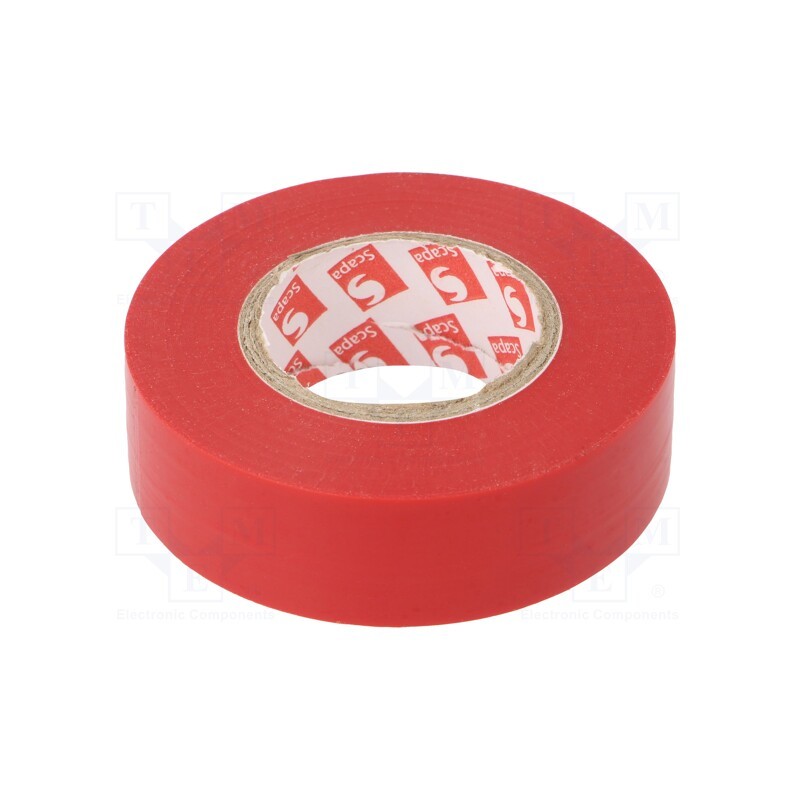 10 rol : TAŚMA 2702 19MM/20M CZERWONA - Tape: electrical insulating, W: 19mm, L: 20m, Thk: 130um, red, rubber
