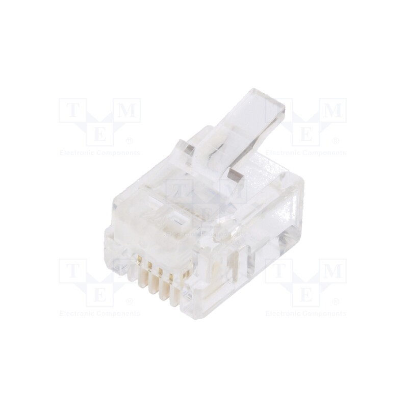 10 pcs : RJ126P4CR - Plug, RJ12, PIN: 4, Layout: 6p4c, for cable, IDC,crimped