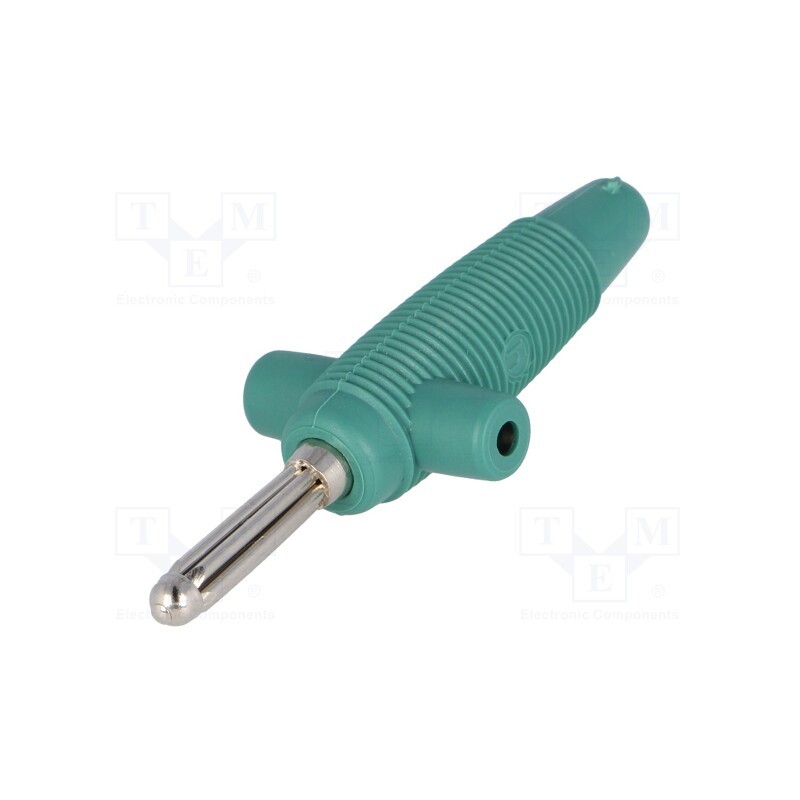 10 pcs : BUELA 300 K GN - Plug, 4mm banana, 30A, 60VDC, green, 3mΩ, 2.5mm2, on cable, 60.5mm