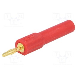 10 pcs : - Adapter, 2mm banana, 36A, 60VDC, red, gold-plated, 44.5mm