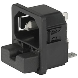 1 pcs - Schurter C14 Snap-In IEC Connector Male, 10A, 250 V, Fuse Size 5 x 20mm