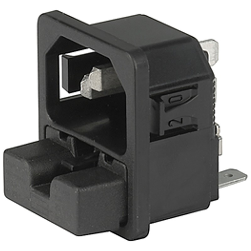 1 pcs - Schurter C14 Snap-In IEC Connector Male, 10A, 250 V, Fuse Size 5 x 20mm