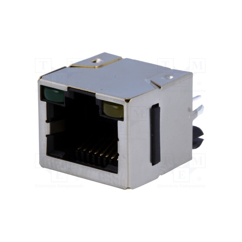 10 pcs : RJHSE-3384 - Socket, RJ45, Cat: 5, shielded,with LED, Layout: 8p8c, THT, straight