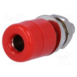 10 pcs : 69.8321-22 - Socket, 4mm banana, 20A, Cutout: Ø7.5mm, red, nickel plated, 5mΩ
