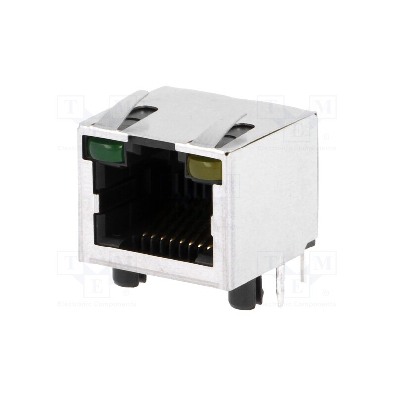 10 pcs : RJHSE-5384 - Socket, RJ45, Cat: 5, shielded,with LED, Layout: 8p8c, THT