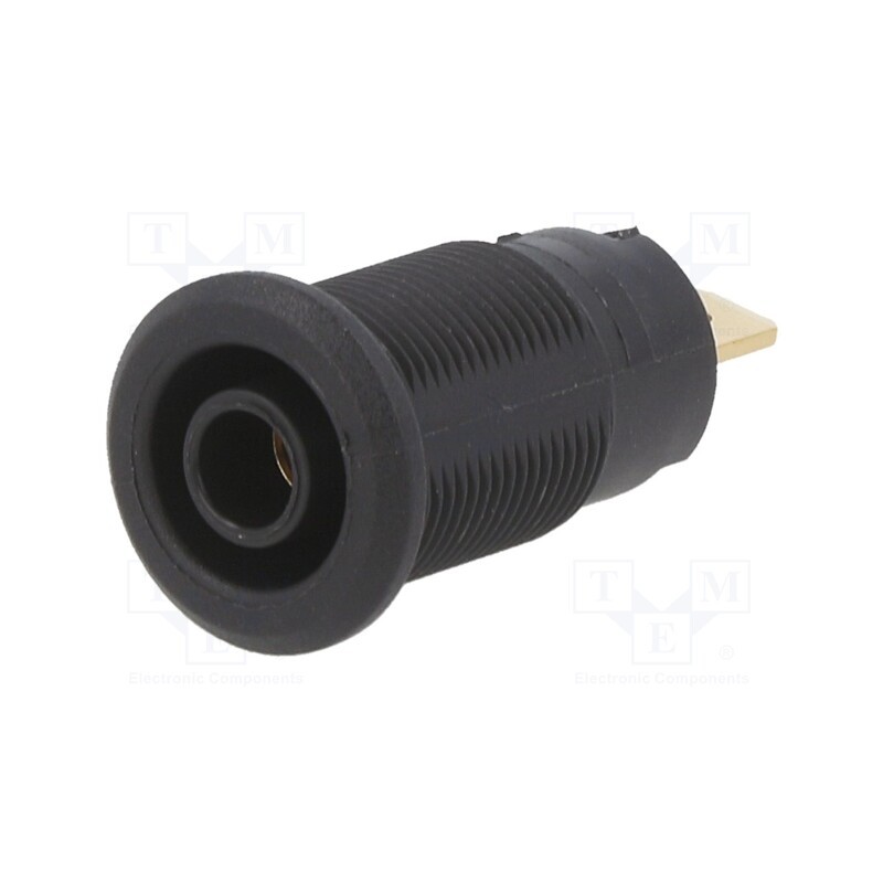 10 pcs : 23.6999-21 - Socket, 4mm banana, 24A, 1kV, Cutout: Ø12.2mm, black, gold-plated