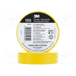 10 rol : 155YL5E - Tape: electrical insulating, W: 19mm, L: 20m, Thk: 130um, yellow
