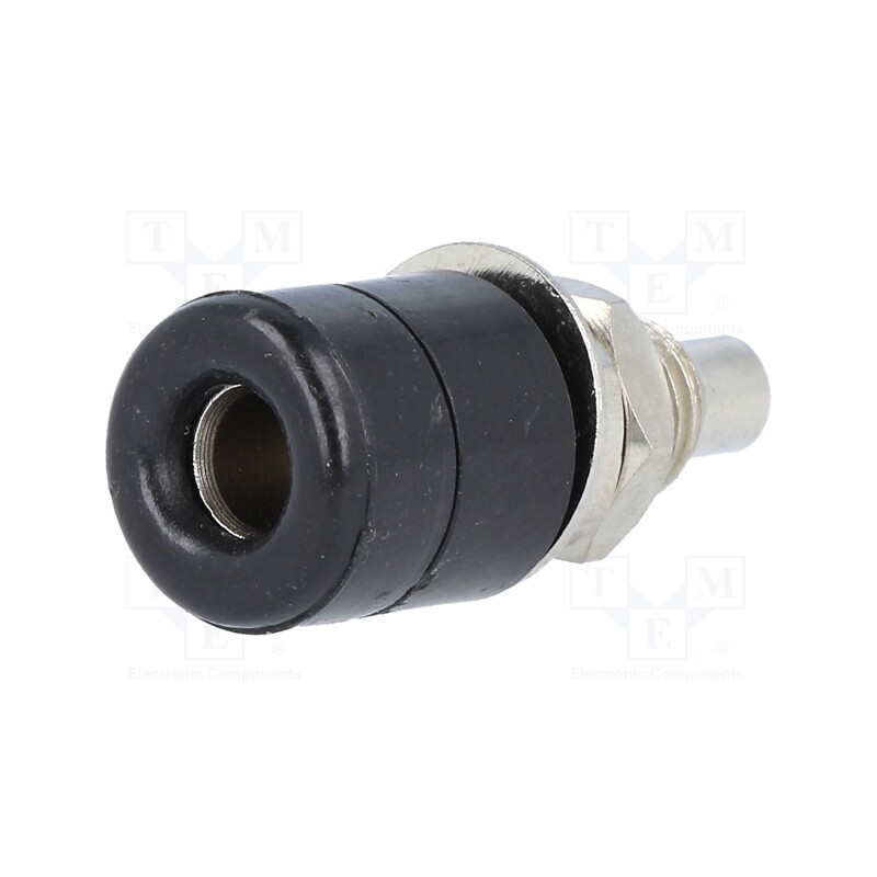 10 pcs : 69.8321-21 - Socket, 4mm banana, 20A, Cutout: Ø7.5mm, black, nickel plated, 5mΩ