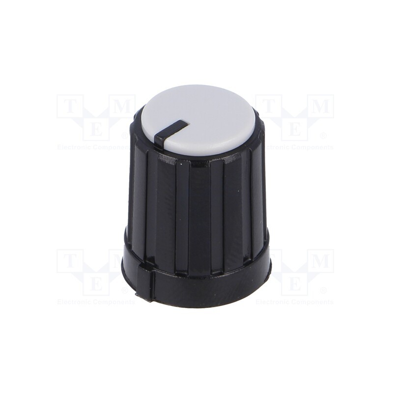 10 pcs : - Knob, miniature,with pointer, plastic, Øshaft: 6mm, Ø13.3x16.5mm