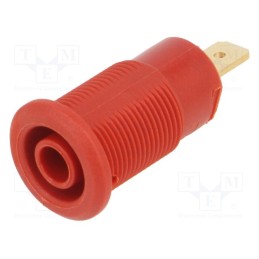10 pcs : 23.6999-22 - Socket, 4mm banana, 24A, 1kV, Cutout: Ø12.2mm, red, gold-plated