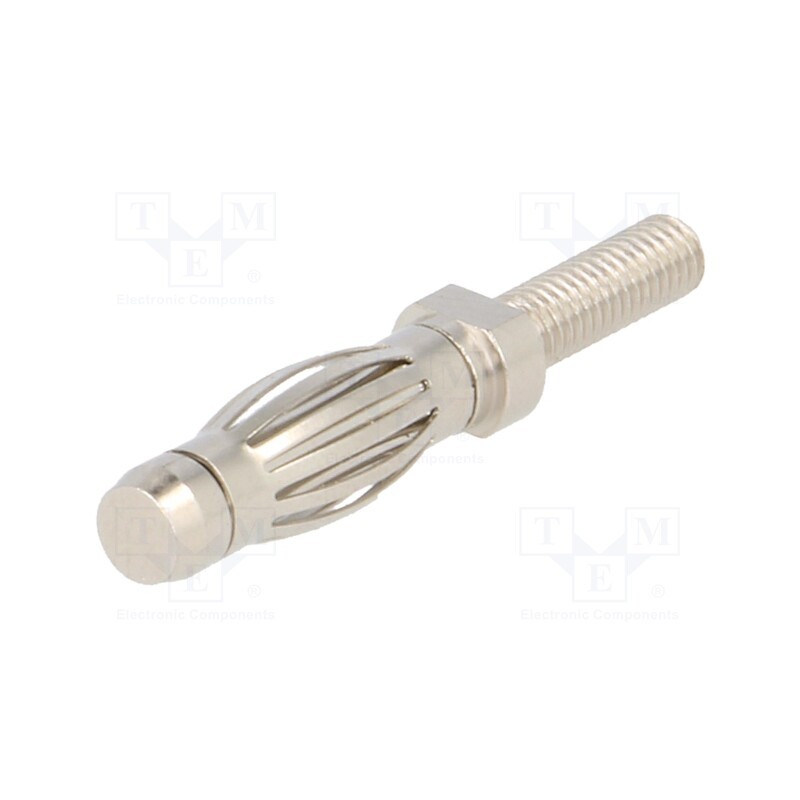 10 pcs : FK 1199 NI - Plug, 4mm banana, 32A, 33VAC, 70VDC, 27.5mm, nickel plated, screw