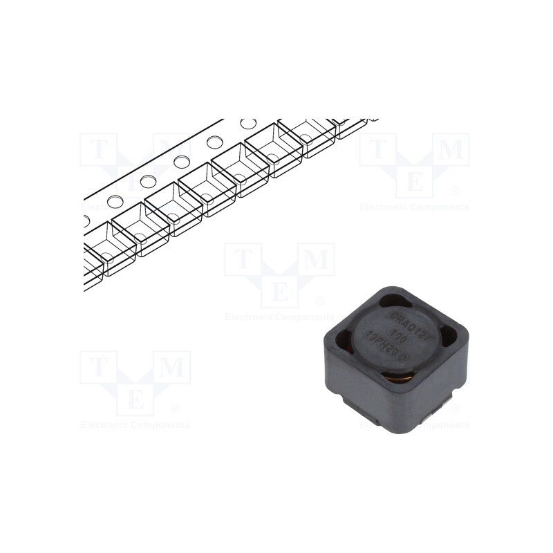 10 pcs : DRAQ127-100-R - Inductor: wire, SMD, 9.63uH, Ioper: 6.02A, 18mΩ, ±25%, Isat: 11.2A