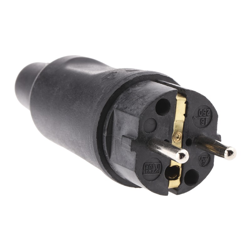 1 pcs - Kopp Black Cable Mount Mains Connector Plug, Rated At 16A, 250 V