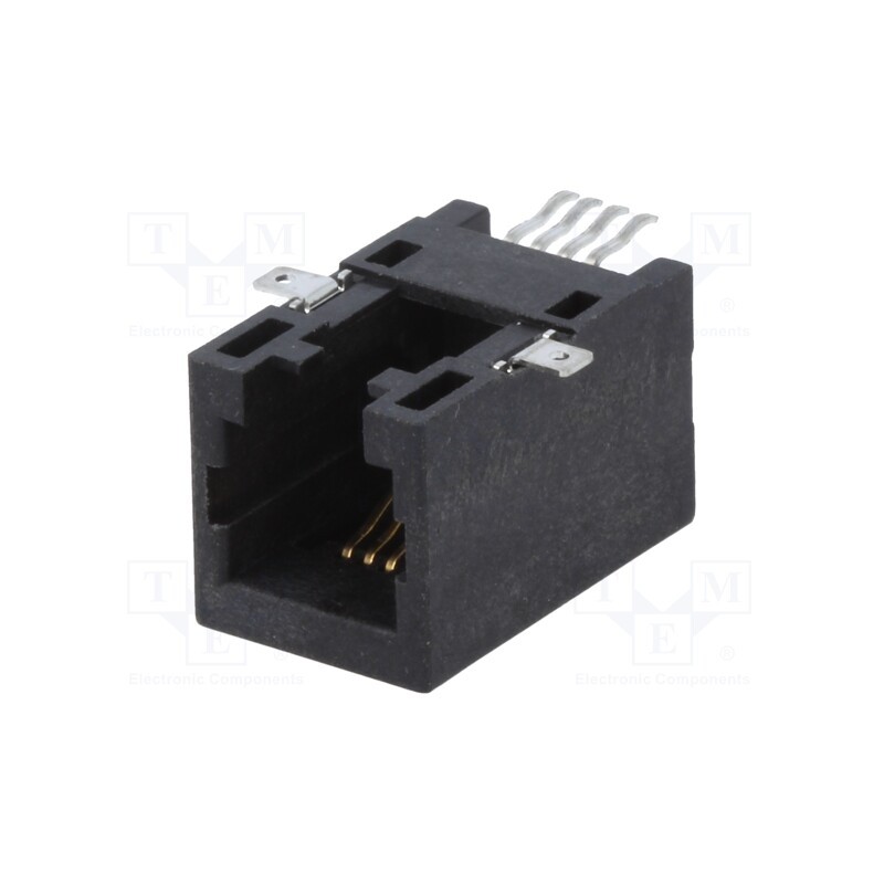 10 pcs : RJJU-44-141-E3H-007 - Socket, RJ9, PIN: 4, Cat: 5, Layout: 4p4c, SMT, horizontal