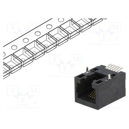 10 pcs : RJJU-66-141-E3H-004 - Socket, RJ12, PIN: 6, Cat: 5, Layout: 6p6c, SMT, horizontal