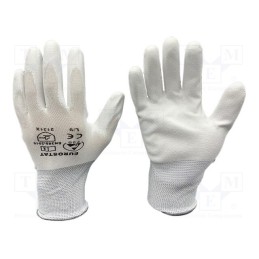 10 set : 51-680-1610B - Protective gloves, ESD, L, white, &lt,10MΩ