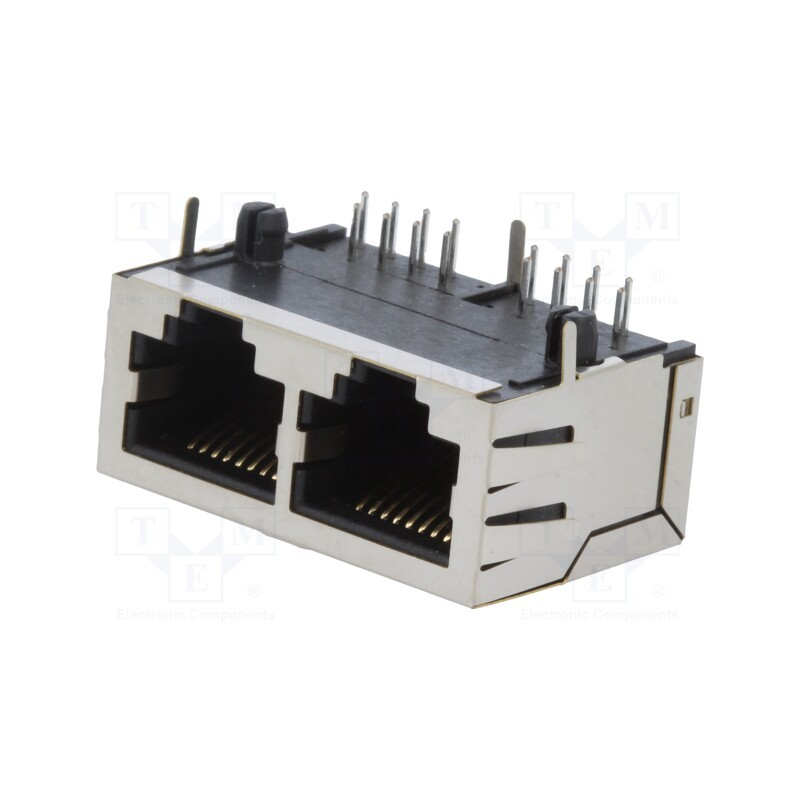 10 pcs : RJJU-88-242-E9H-002 - Socket, RJ45, PIN: 8, Cat: 5, Layout: 8p8c, THT, angled