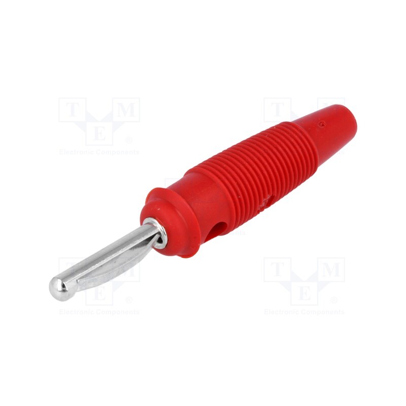 10 pcs : VQ 20 RT - Plug, 4mm banana, 16A, 60VDC, red, 3mΩ, 1.5mm2, nickel plated