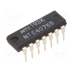 10 pcs : NTE4075B - IC: digital, OR, Ch: 3, IN: 3, CMOS, THT, DIP14, 3÷18VDC, -55÷125°C