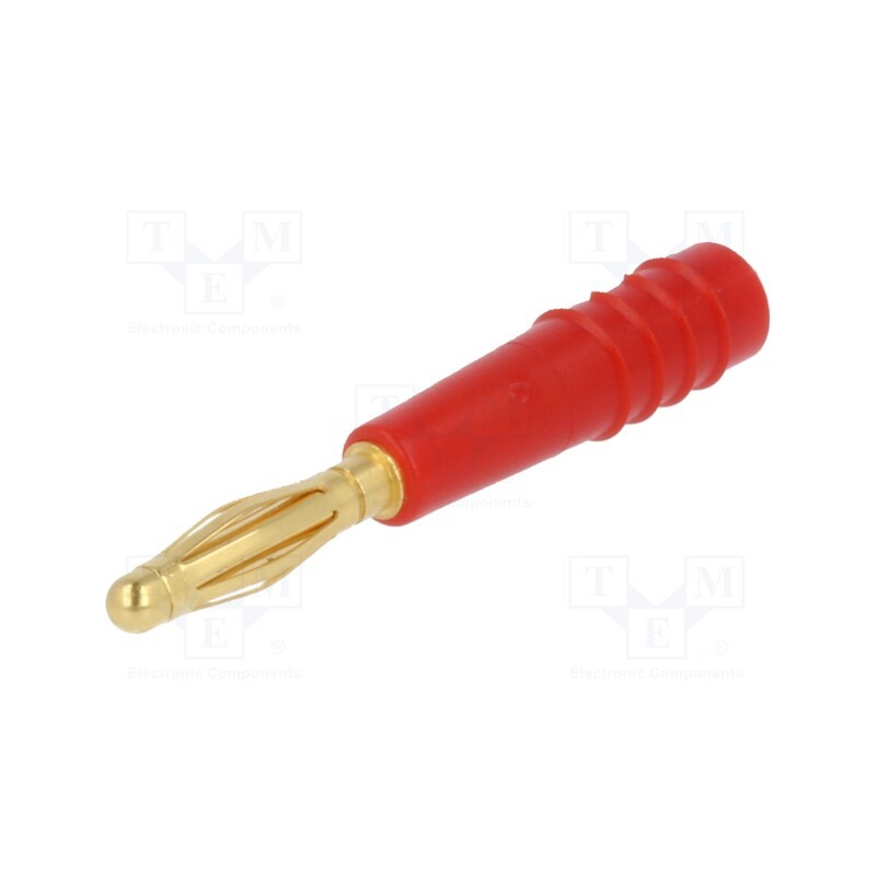 10 pcs : 22.2618-22 - Plug, 2mm banana, 10A, 30VAC, 60VDC, red, gold-plated, 0.5mm2