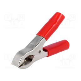 10 pcs : - Crocodile clip, 30A, Grip capac: max.25mm, Overall len: 80mm, red