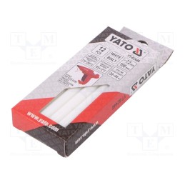 10 pcg : YT-82446 - Hot melt glue, Ø: 7.2mm, white, L: 100mm, Bonding: 20÷30s, 12pcs.