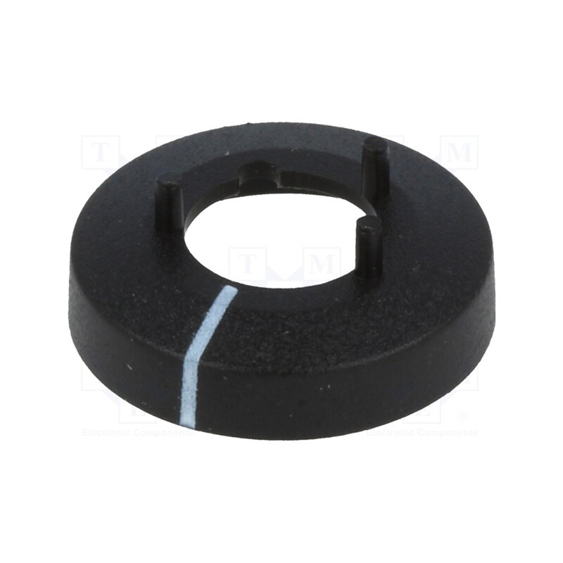 10 pcs : A7510010 - Nut cover with pointer, ABS, black, push-in, Ø: 15.5mm, Øint: 14mm