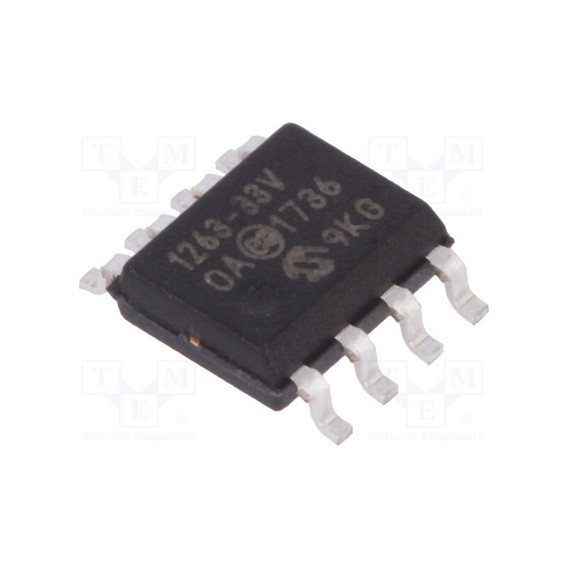 10 pcs : TC1263-3.3VOA - IC: voltage regulator, LDO,fixed, 3.3V, 0.5A, SO8, SMD, , ±0.5%