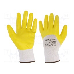 10 set : YT-7480 - Protective gloves, Size: 9, yellow, Protection: category II