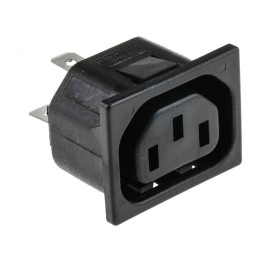 1 pcs - Bulgin C13 Snap-In IEC Connector Socket, 10A, 250 V