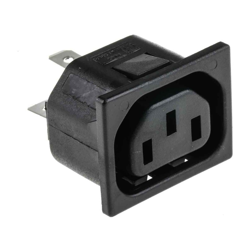 1 pcs - Bulgin C13 Snap-In IEC Connector Socket, 10A, 250 V