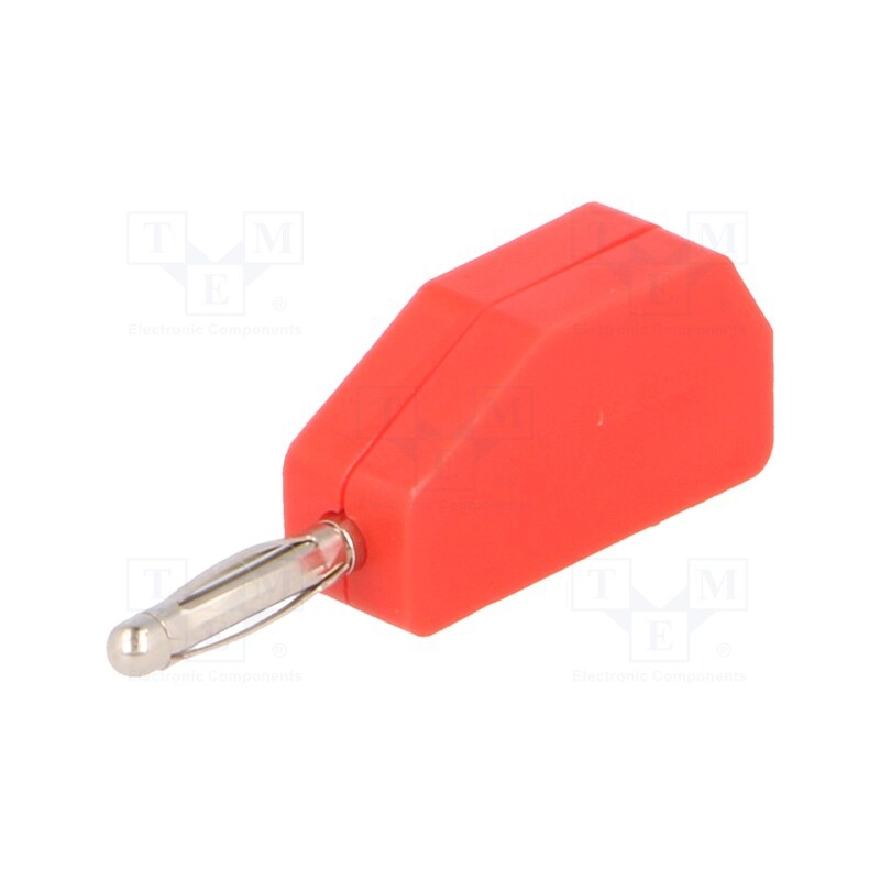 10 pcs : 215-RT - Plug, 2mm banana, 10A, 33VAC, 70VDC, red, Connection: soldered