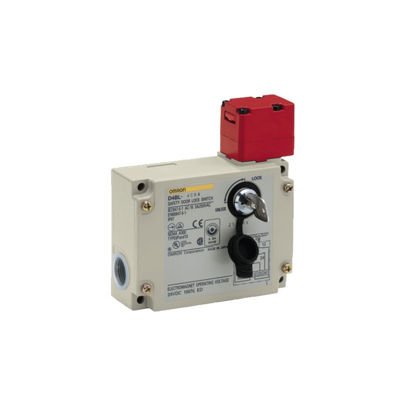 1 pcs - Omron D4BL Series Solenoid Interlock Switch, Power to Unlock, 24V dc