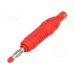 10 pcs : - Plug, 4mm banana, 32A, 30VAC, 60VDC, red, 68.3mm, nickel plated