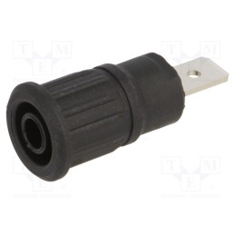 10 pcs : 49.7073-21 - Socket, 4mm banana, 32A, 1kV, black, nickel plated, on panel