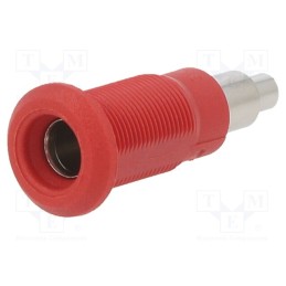 10 pcs : 64.3051-22 - Socket, 4mm banana, 25A, red, nickel plated, Overall len: 26mm
