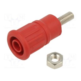 10 pcs : 66.7049-22 - Socket, 4mm banana, 32A, 1kV, red, nickel plated, on panel