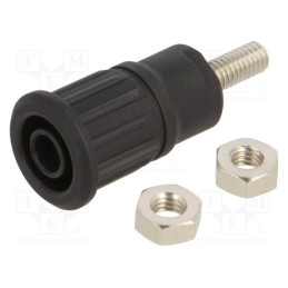 10 pcs : 66.7049-21 - Socket, 4mm banana, 32A, 1kV, black, nickel plated, on panel