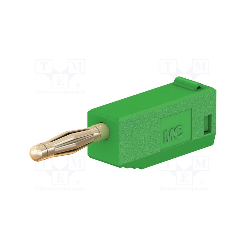 10 pcs : 22.2616-25 - Plug, 2mm banana, 10A, 30VAC, 60VDC, green, gold-plated, 0.5mm2
