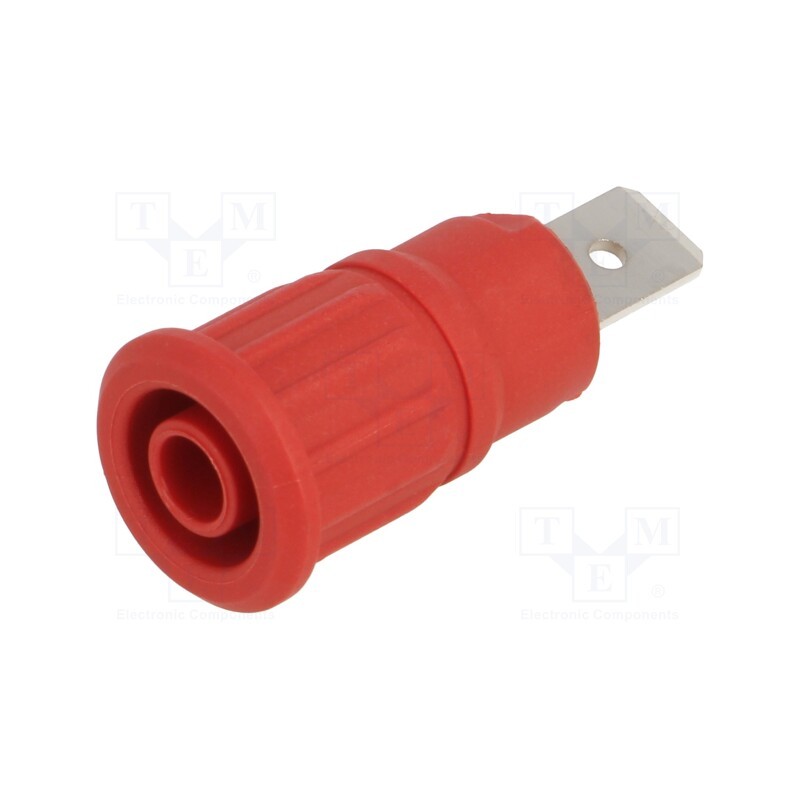 10 pcs : 49.7073-22 - Socket, 4mm banana, 32A, 1kV, red, nickel plated, on panel