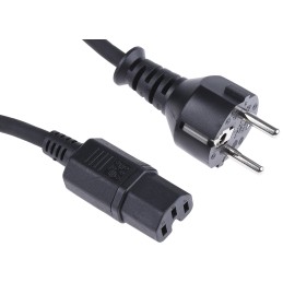 1 pcs - RS PRO IEC C15 Socket to Type F German Plug Power Cord, 2m